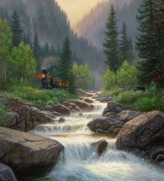 Mark Keathley Artist Hand Signed Limited Edition Embellished Canvas Giclee:"Glory Days"