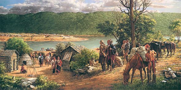 Robert Griffing Artist Signed Limited Edition Canvas Giclee:"Post and King Beaver at Fort Duquesne"