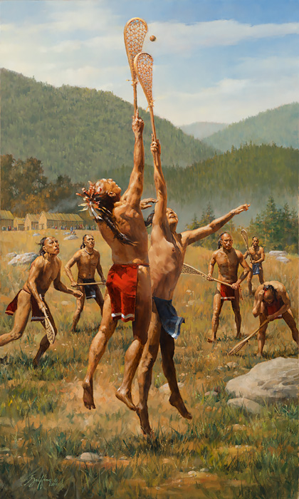 Robert Griffing Hand-Signed Limited Edition Canvas Giclee:"The Catch -Lacrosse"