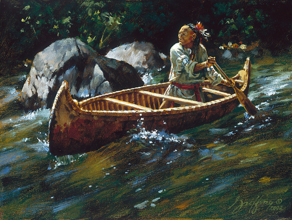 Robert Griffing Handsigned and Numbered Limited Edition Canvas: "Rapids Ahead"