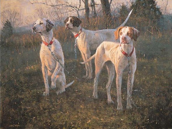 Robert K. Abbett Handsigned and Numbered Limited Edition Print:"Waiting to Run —English Pointers"