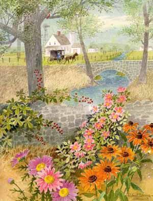 ROBERT LAESSIG 14X12 Secondary Market Art: "CROSSING THE CREEK"