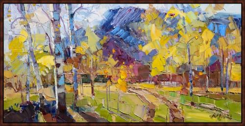 ROBERT MOORE 21.50X41.50 FRAMED FLOAT CANVAS:"AUTUMN'S WELCOME"