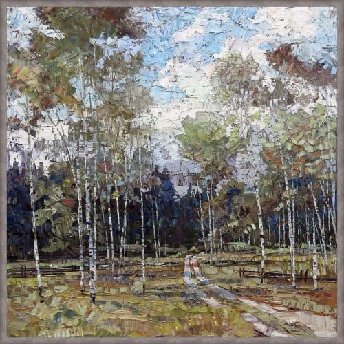 ROBERT MOORE 38X38 FLOAT FRAMED CANVAS:"SUMMER IN THE HILLS"