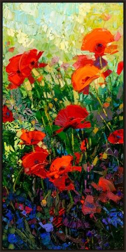 ROBERT MOORE 61.5X31.5 FLOAT FRAMED CANVAS:"POPPIES"