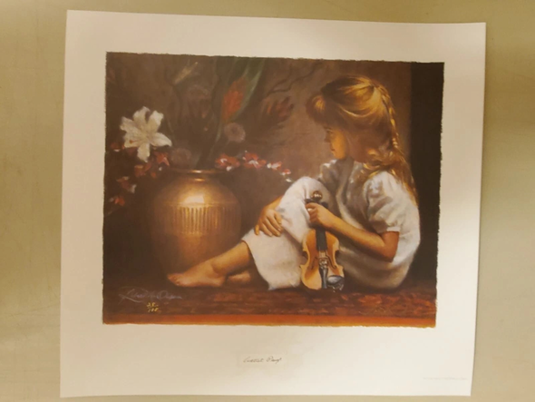 Robert Olson Signed Limited Edition Offset Lithograph: "Girl With Violin"