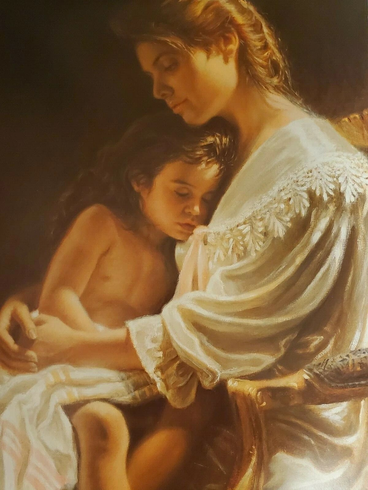 Robert Olson Signed Limited Edition Offset Lithograph: "In Mothers Arms"