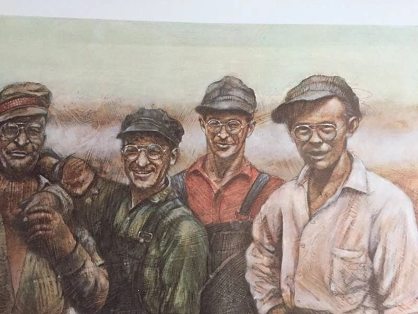 Robert Olson Signed Limited Edition Offset Lithograph: "The Miners"