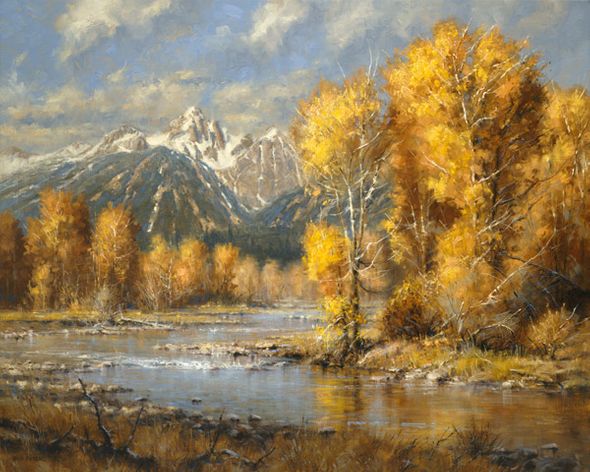 Robert Peters Artist Hand Signed Limited Edition Canvas Giclee:"Autumn Brook"