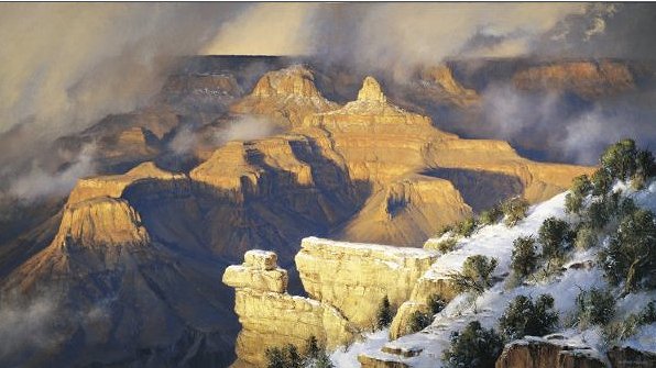 Robert Peters Handsigned and Numbered Limited Edition Giclee on Canvas : "March, Yavapai Point - Grand Canyon "