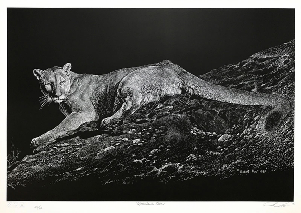 Robert Pow Artist Hand-signed Limited Edition Lithograph: "MOUNTAIN LION"