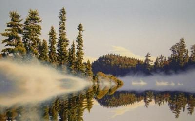 Robert Ross Hand Signed and Numbered Limited Edition Giclee Canvas:" Early Morning Mist "
