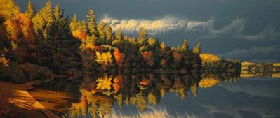 Robert Ross Hand Signed and Numbered Limited Edition Giclee Canvas:"Reflections At Rock Lake" Robert Ross Hand Signed and Numbered Limited Edition Giclee Canvas:"Reflections At Rock Lake"