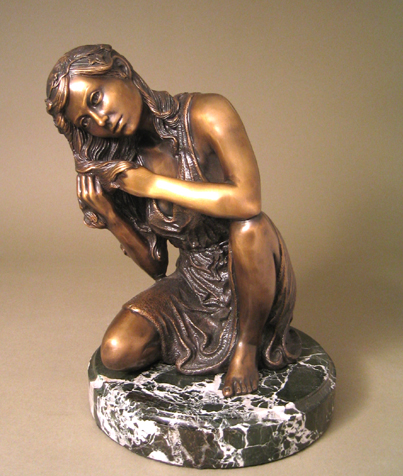 Robert Russell Handcrafted Solid Bronze Sculpture:"Dawn - Daydreaming"