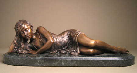 Robert Russell Handcrafted Solid Bronze Sculpture:"Dawn - Reclining" Robert Russell Handcrafted Solid Bronze Sculpture:"Dawn - Reclining"