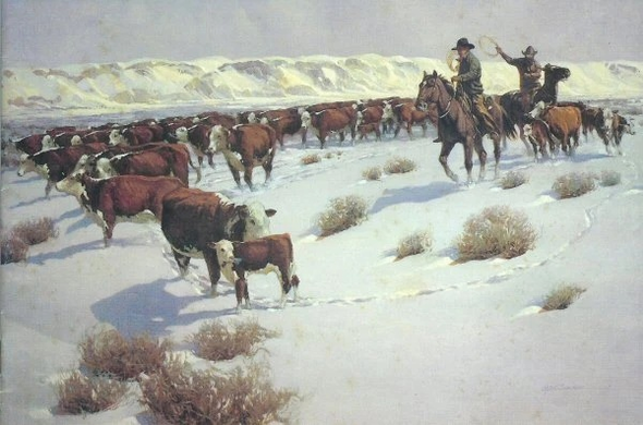 Robert Summers Limited Edition Print: "Winter Roundup"