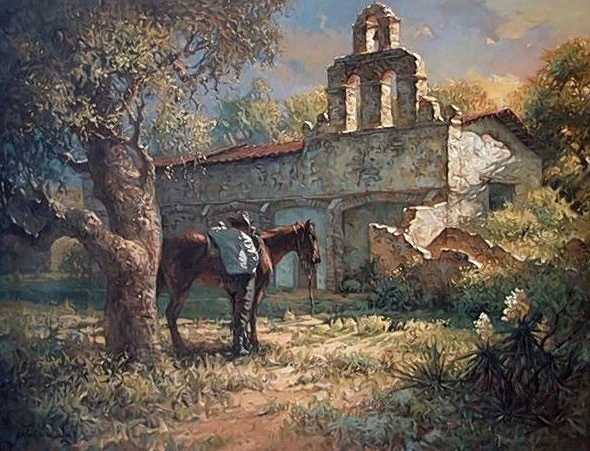 Robert Summers Signed Limited Edition  Lithograph Print on Paper: "Mission San Juan"