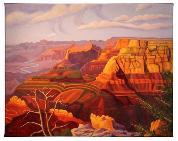 Ruth Soller 24x36 Gallery Wrapped Canvas:"Grandview Sunset Grand Canyon"