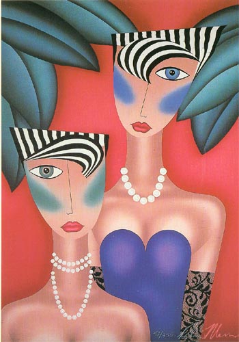 Robin Morris Limited Edition Lithograph on Paper: "At the Cat Club"