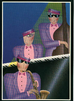 Robin Morris Limited Edition Lithograph on Paper: "Jazz Trio"