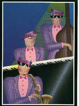 Robin Morris Limited Edition Lithograph on Paper: "Jazz Trio"