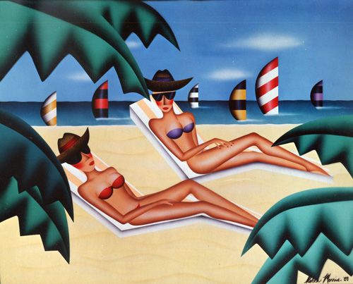 Robin Morris Limited Edition Lithograph on Paper: "Sunbathers"
