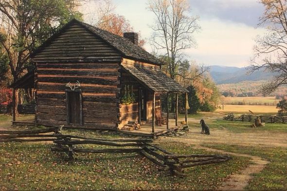 Rod Chase Artist Hand Signed and Numbered Limited Editon Canvas Giclee:"Autumn in Cades Cove"