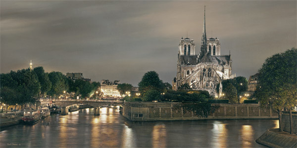 Rod Chase Hand Signed and Numbered Limited Edition Canvas Giclee:"Notre Dame de Paris"