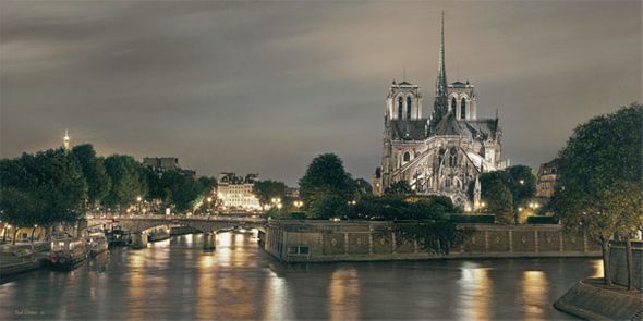 Rod Chase Hand Signed and Numbered Limited Edition Canvas Giclee:"Notre Dame de Paris"