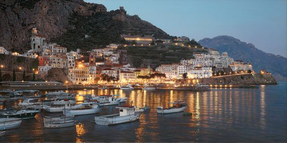 Rod Chase Hand Signed and Numbered Limited Edition Giclee on Canvas:"Amalfi Lights "