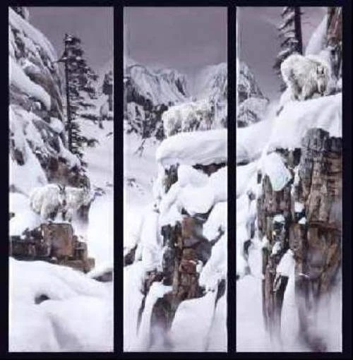 Rod Frederick Limited Edition Lithograph set of 3: "World Of White (Mountain Goats)"