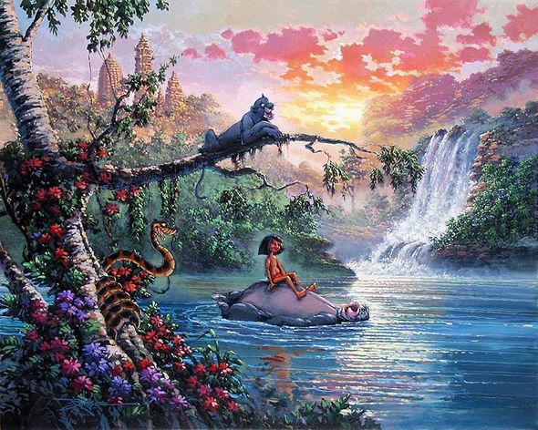 Rodel Gonzalez Handsigned and Numbered Limited Edition Embellished Canvas Giclee:"The Bear Necessities of Life"