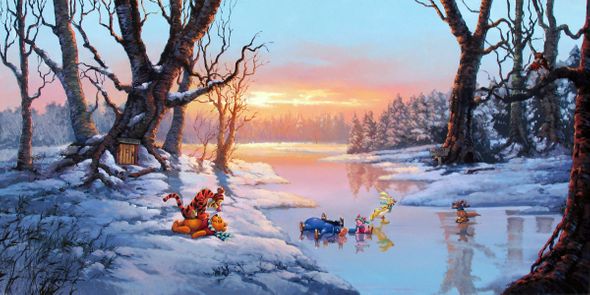 Rodel Gonzalez Limited Edition Hand Embellished Giclee on Canvas:"Playful Afternoon - Winnie the Pooh"