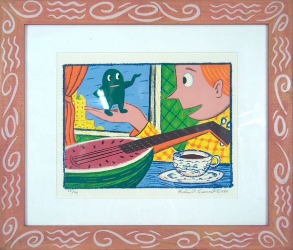Rodney Greenblat Rare Vintage Artist Signed Serigraph: "Watermelon Man"