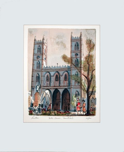 Roger Cartier Rare Vintage Artist Signed Lithograph: "Rue Notre Dame, Montreal"