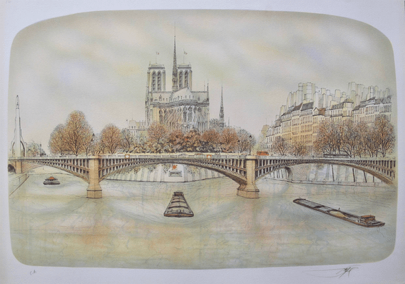 Rolf Rafflewski Hand Signed Limited Edition Lithograph:"Notre Dame Paris"