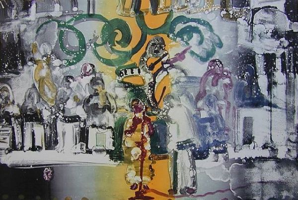 Romare Bearden Signed Limited Edition Print on Paper:"Introduction For A Blues Queen, 1979"