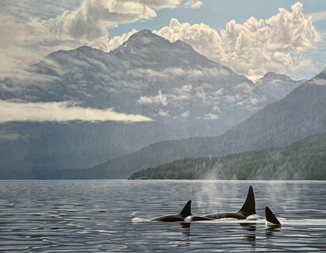 Ron Parker Signed by the Artist Limited Edition Paper Lithograph:"Inside Passage - Orcas (Imperfect)"