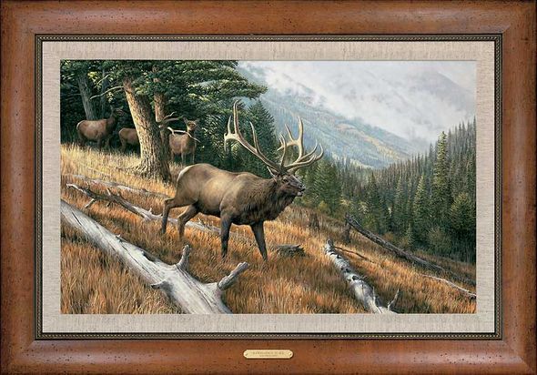 Ron Van Gilder Framed Limited Edition Canvas: "A Challenge to All-Elk"