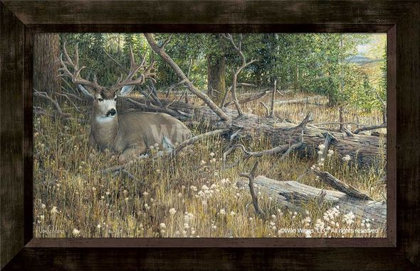 Ron Van Gilder Framed Limited Edition Canvas: "Blow Down Buck-Mule Deer"