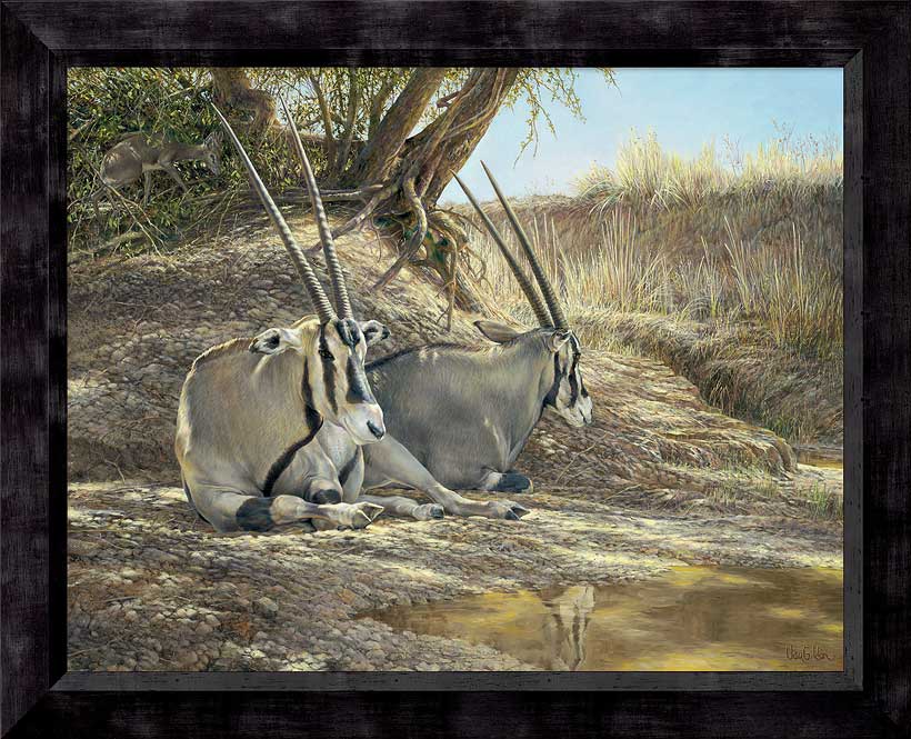 Ron Van Gilder Framed Limited Edition Canvas: "Heat of the Day-Gemsbok"