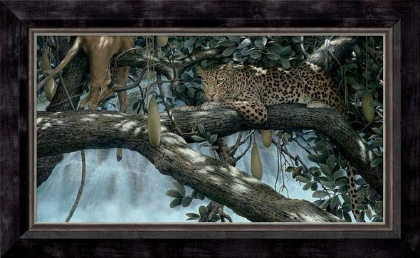 Ron Van Gilder Framed Limited Edition Canvas: "Night Falls-Leopard"