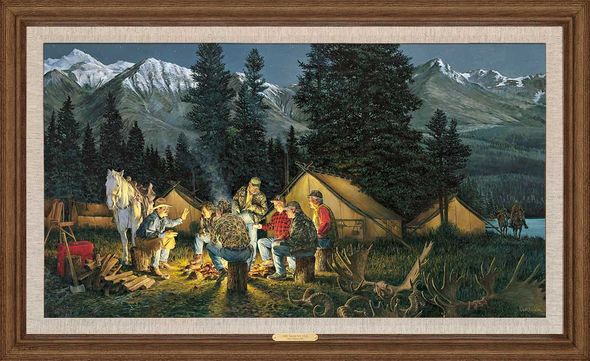 Ron Van Gilder Framed Limited Edition Canvas: "Tales We Tell-Camping"