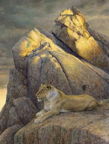 Ron Van Gilder Hand Signed and Numbered Limited Edition Premier Canvas Giclee:"The Oversee-Lion"