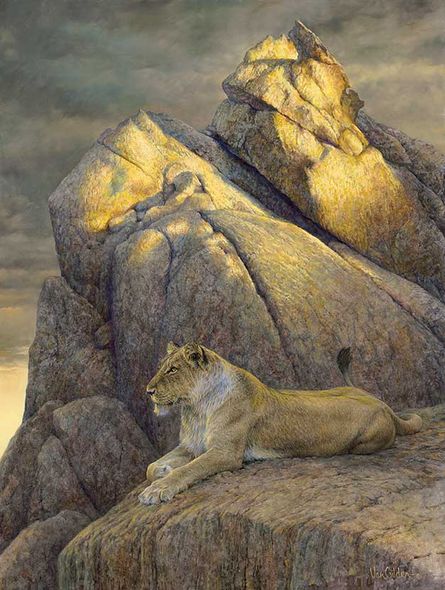 Ron Van Gilder Hand Signed and Numbered Limited Edition Premier Canvas Giclee:"The Oversee-Lion"