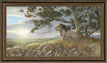Ron Van Gilder Handsigned and Numbered Limited Edition: "Framed Morning Glory-Lion Canvas"