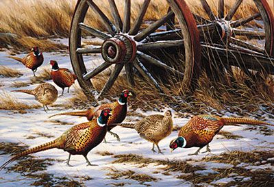 ROSEMARY MILLETTE 17X25 Secondary Market Art: "WINTER RENDEZVOUS"