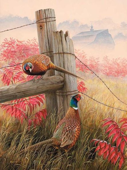 Rosemary Millette Handsigned and Numbered Limited Edition Print:"Lifting Fog - Pheasants"