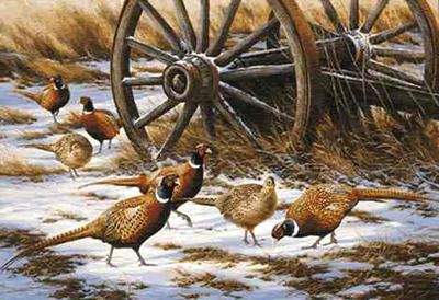 Rosemary Millette Limited Edition Print: "Winter Rendezvous-Pheasants"