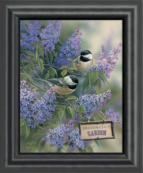 Rosemary Millette Personalized Art: "Chickadees & Lilacs"